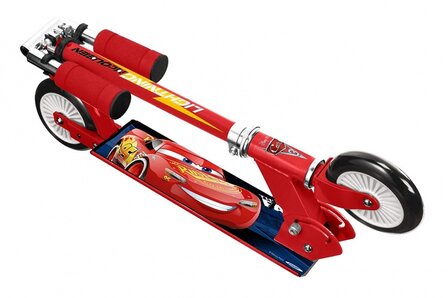 Disney Cars 2-Wiel Kinderstep Opvouwbaar Voetrem Rood