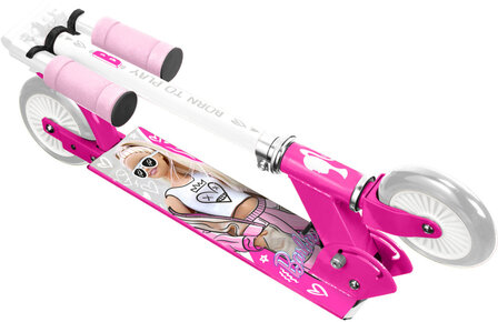Mattel Barbie 2-Wiel Kinderstep Opvouwbaar Voetrem Roze
