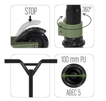 Skids Control Military Stuntstep Voetrem Junior Kaki