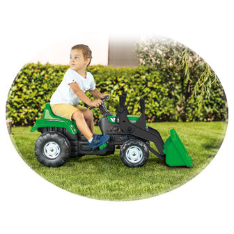 Dolu Ranchero Traptractor Met Voorlader &amp; Claxon Groen/Zwart