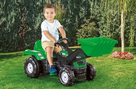 Dolu Ranchero Traptractor Met Voorlader &amp; Claxon Groen/Zwart