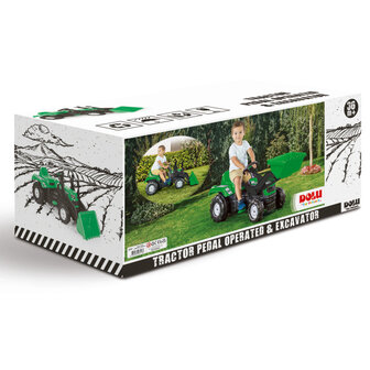 Dolu Ranchero Traptractor Met Voorlader &amp; Claxon Groen/Zwart