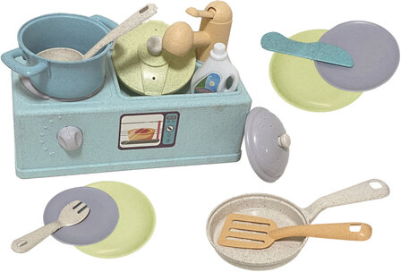 Kitchen Toys Speelgoed Wastafel Met Keukenaccessoires Gerecycled multicolor multicolor