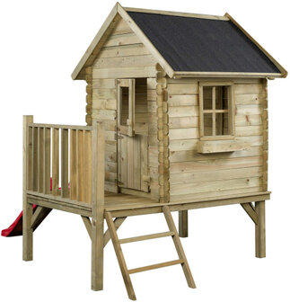 Swing King Camilla Houten Speelhuisje Met Glijbaan naturel/rood naturel/rood