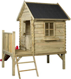 Swing King Camilla Houten Speelhuisje Met Glijbaan naturel/rood naturel/rood
