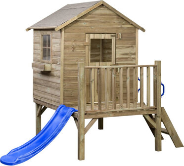 Swing King Camilla Houten Speelhuisje Met Glijbaan naturel/blauw naturel/blauw
