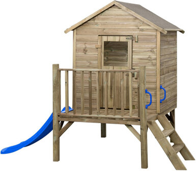 Swing King Camilla Houten Speelhuisje Met Glijbaan naturel/blauw naturel/blauw