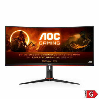 Aoc Monitor Aoc Cu34G2X/Bk Lfd Led Va Amd Freesync Flicker Free 34&amp;quot;