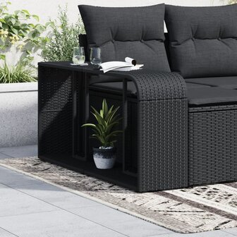 Opbergschappen 2 st poly rattan zwart