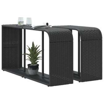 Opbergschappen 2 st poly rattan zwart