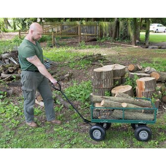 Tuinwagen staalgaas 86,5x46,5x21 cm groen en zwart