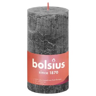 Stompkaarsen Shine 4 st rustiek 130x68 mm stormgrijs