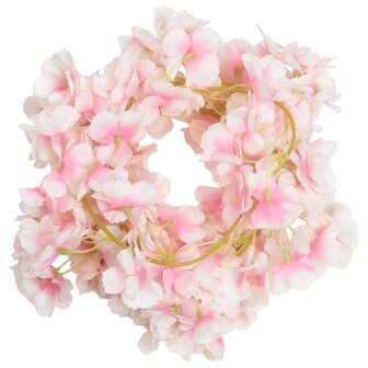 Kerstslingers met bloemen 6 st 180 cm lichtroze