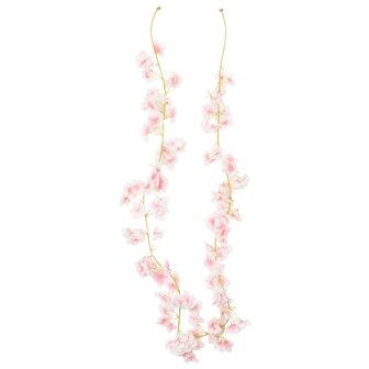 Kerstslingers met bloemen 6 st 180 cm lichtroze