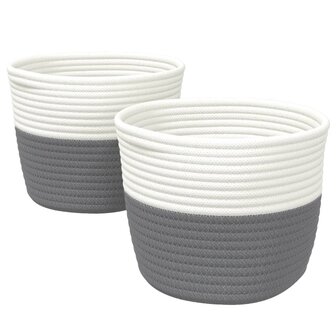 Opbergmanden 2 st &Oslash; 24x18 cm katoen grijs en wit