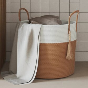 Opbergmand &Oslash; 40x35 cm katoen bruin en wit