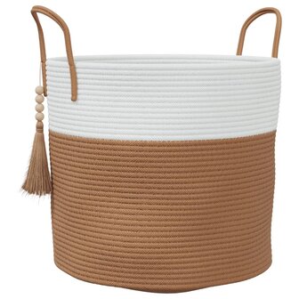 Opbergmand &Oslash; 40x35 cm katoen bruin en wit