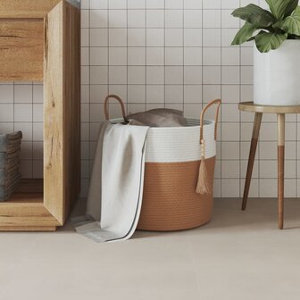 Opbergmand &Oslash; 40x35 cm katoen bruin en wit
