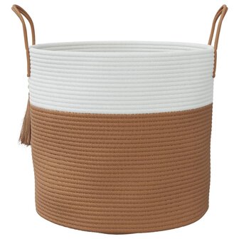Opbergmand &Oslash; 40x35 cm katoen bruin en wit
