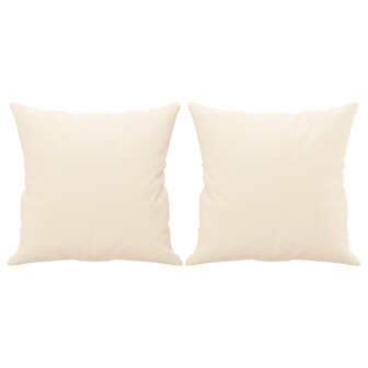 Sierkussens 2 st 40x40 cm fluweel cr&egrave;mekleurig