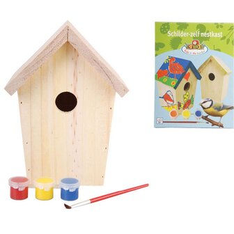 Doe-het-zelf vogelhuis met verf 14.8x11.7x20 cm KG145