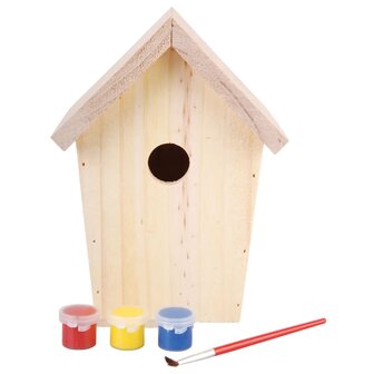 Doe-het-zelf vogelhuis met verf 14.8x11.7x20 cm KG145