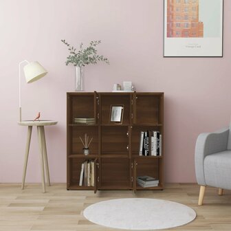 Boekenkast 90x30x90 cm bewerkt hout bruin eikenkleur