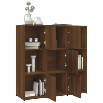 Boekenkast 90x30x90 cm bewerkt hout bruin eikenkleur
