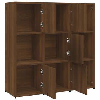 Boekenkast 90x30x90 cm bewerkt hout bruin eikenkleur