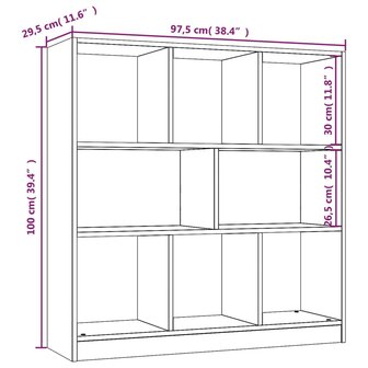 Boekenkast 97,5x29,5x100 cm bewerkt hout gerookt eikenkleurig