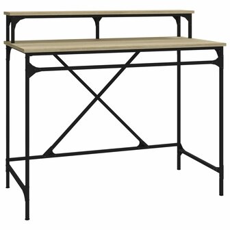 Bureau 100x50x90 cm bewerkt hout en ijzer sonoma eikenkleur