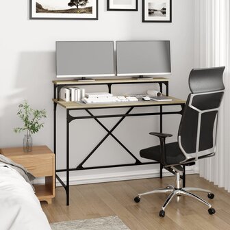 Bureau 100x50x90 cm bewerkt hout en ijzer sonoma eikenkleur