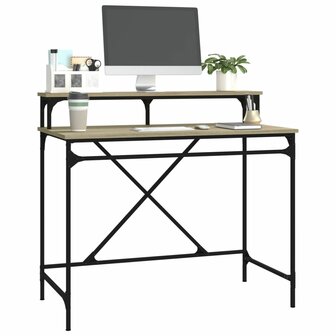 Bureau 100x50x90 cm bewerkt hout en ijzer sonoma eikenkleur