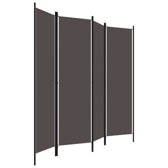 Kamerscherm met 4 panelen 200x180 cm antraciet