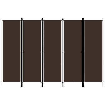 Kamerscherm met 5 panelen 250x180 cm bruin
