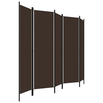 Kamerscherm met 5 panelen 250x180 cm bruin