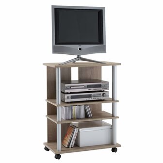 Tv/hifi-kast met 3 vakken 65x40x79,2 cm eikenkleurig