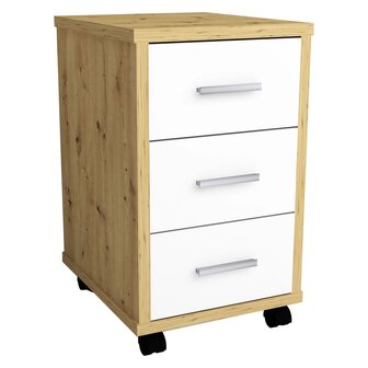 Ladekast verplaatsbaar artisan eikenkleurig en brilliant wit