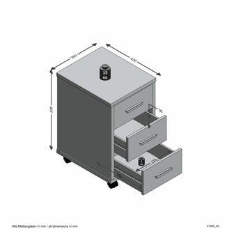 Ladekast verplaatsbaar artisan eikenkleurig en brilliant wit