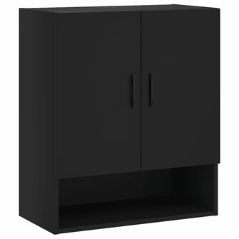 Wandkast 60x31x70 cm bewerkt hout zwart