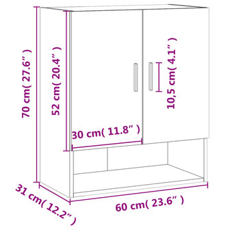 Wandkast 60x31x70 cm bewerkt hout wit