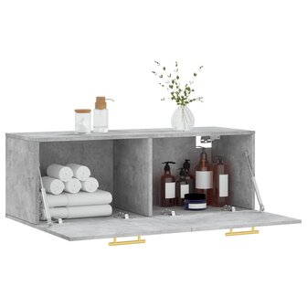 Wandkast 100x36,5x35 cm bewerkt hout betongrijs