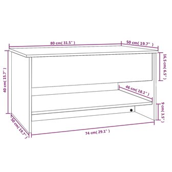 Salontafel 80x50x40 cm bewerkt hout bruin eikenkleur