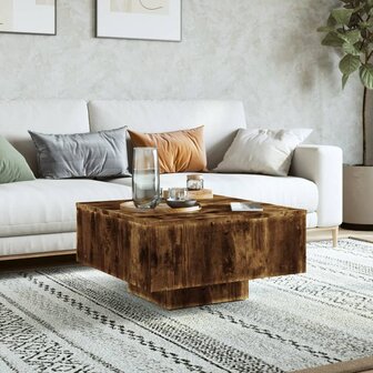 Salontafel 60x60x31,5 cm bewerkt hout gerookt eikenkleurig