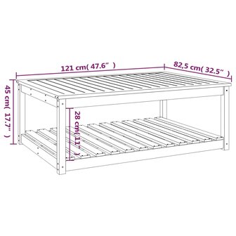 Tuintafel 121x82,5x45 cm massief grenenhout zwart