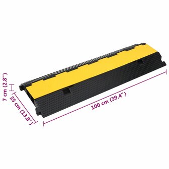 Kabelbeschermer drempel met 2 tunnels 100 cm rubber
