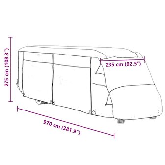 Camperhoezen 970x235x275 cm vliesvlies grijs