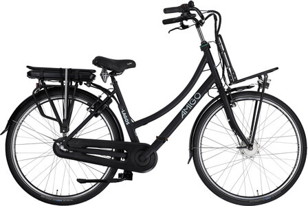 Amigo E-Lagos T2 Dames 3V V-Brakes matzwart 50 cm 28 inch matzwart 50 cm 28 inch