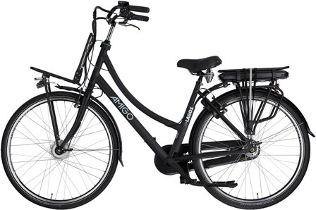 Amigo E-Lagos T2 Dames 3V V-Brakes matzwart 50 cm 28 inch matzwart 50 cm 28 inch