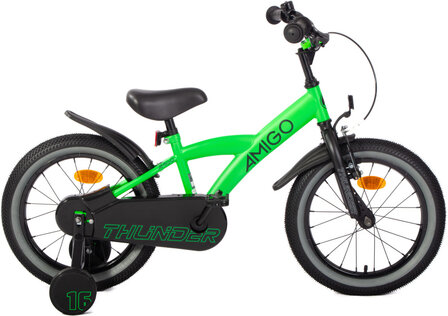 Amigo Thunder Jongens Terugtraprem neon groen/zwart 23,5 cm 16 inch neon groen/zwart 23,5 cm 16 inch